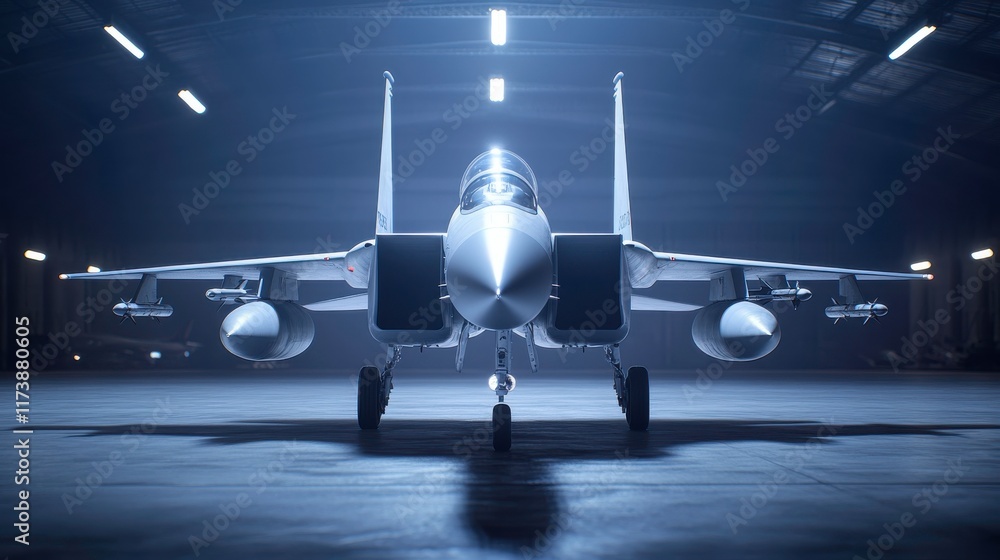 Fototapeta premium Detailed Jet Maneuvering in Airport Hangar Setting