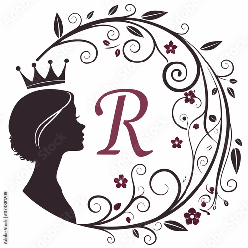 Letter R beauty queen logo icon design abstract vector template.