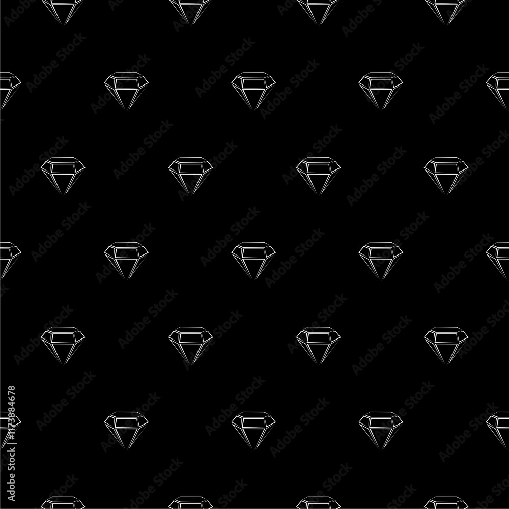 Diamond icon isolated seamless pattern on black background Diamond icon isolated seamless pattern on black background