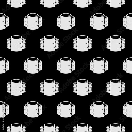 Oil barrel icon isolated seamless pattern on black background