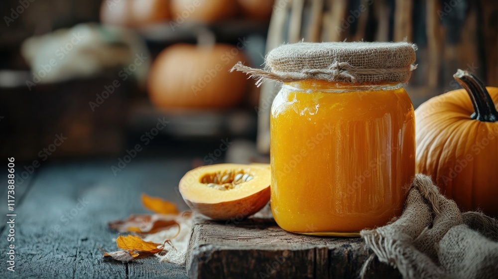 Crafting autumn vibes with homemade pumpkin puree in a rustic kitchen filled with seasonal warmth and color. Generative AI Crafting autumn vibes with homemade pumpkin puree in a rustic kitchen filled with seasonal warmth and color. Generative AI