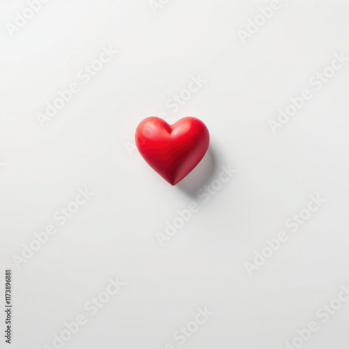 Wallpaper Mural Three-dimensional small red heart casting a soft shadow on a white background. A simple and elegant illustration perfect for Valentine's Day themes and designs. Torontodigital.ca