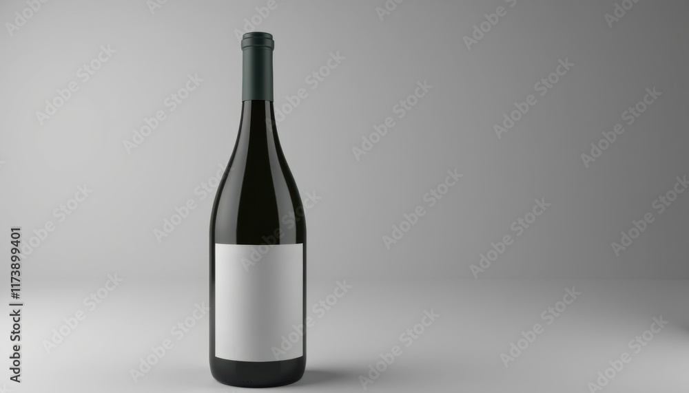 A clean wine bottle mockup with a minimalist label template, focusing on the smooth glass surface and elegant design with copy space A clean wine bottle mockup with a minimalist label template, focusing on the smooth glass surface and elegant design with copy space