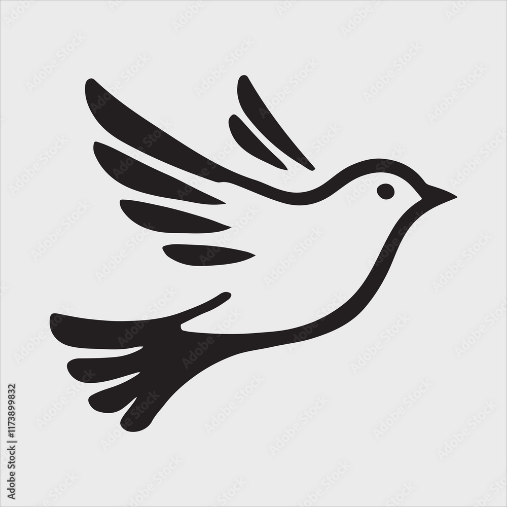Fototapeta premium Bird Silhouette in Flight with Simple Lines Vector Illustration
