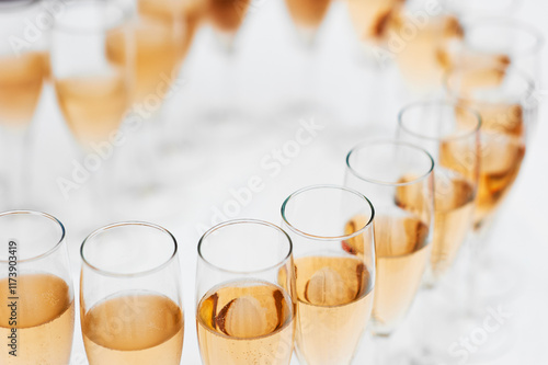 Wall Mural Elegant Glasses of Champagne at a Festive Event Celebration
