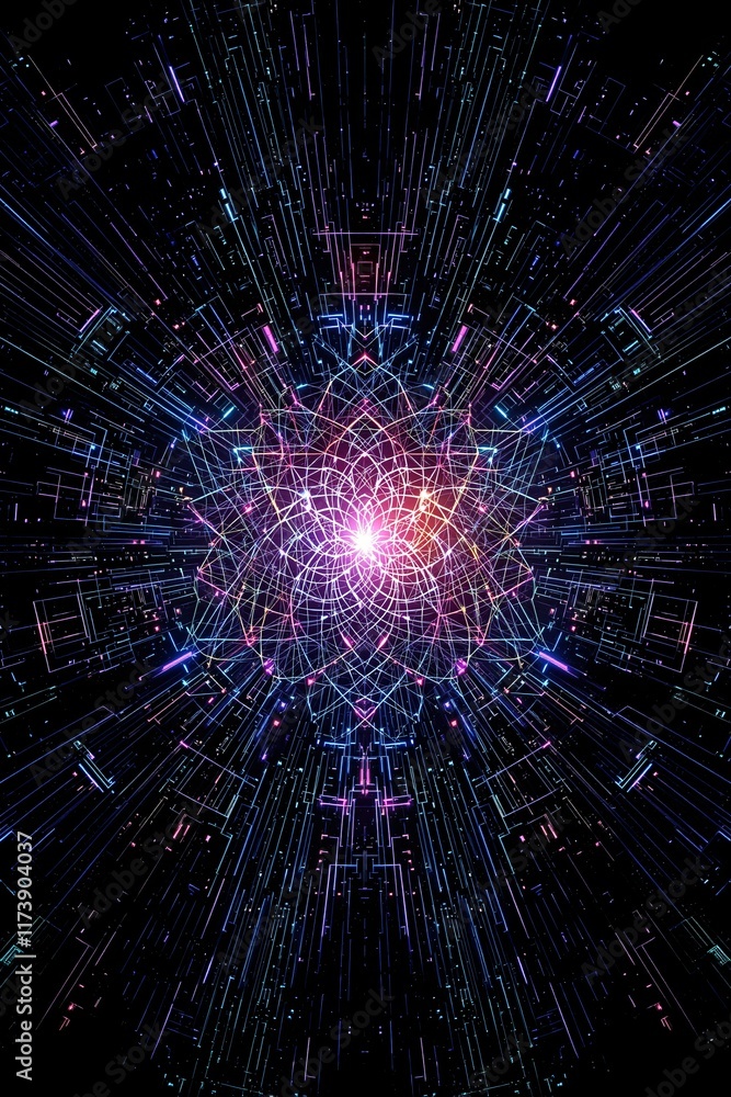 Fototapeta premium Futuristic A.I. Neural Network: Abstract Visualization of Artificial Intelligence in the Digital Age