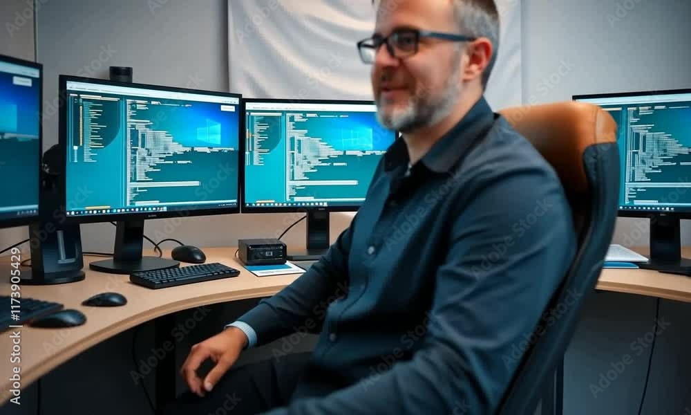 Software Engineer at Work: A Portrait of a Focused Programmer in His Office Software Engineer at Work: A Portrait of a Focused Programmer in His Office