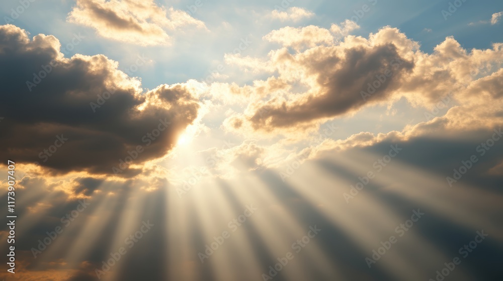 Fototapeta premium A beautiful sunset above the clouds with a bright sun.