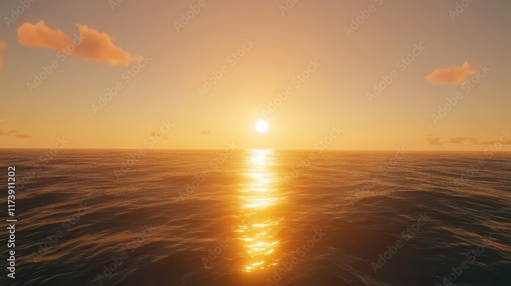 Serene Sunset Over Calm Ocean Horizon Serene Sunset Over Calm Ocean Horizon