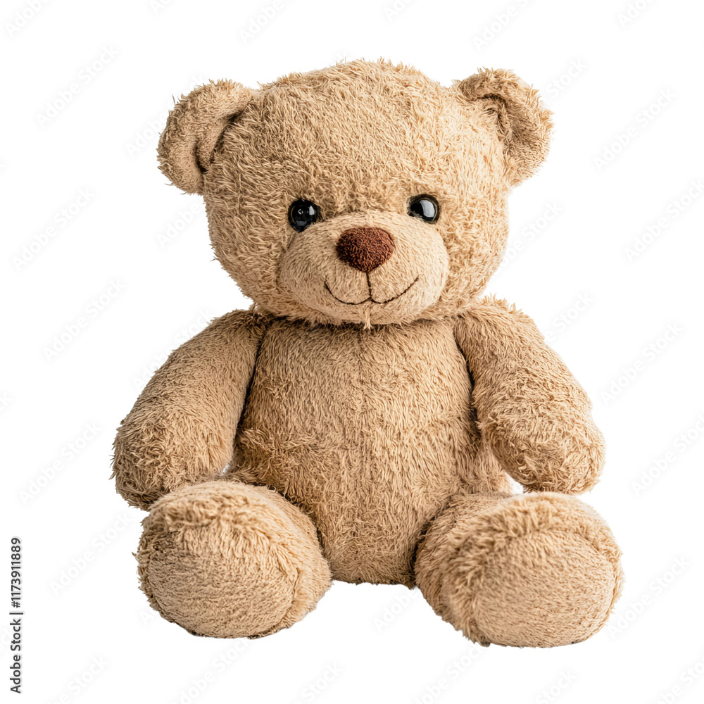 Fototapeta premium beige teddy bear front view isolated on a white background
