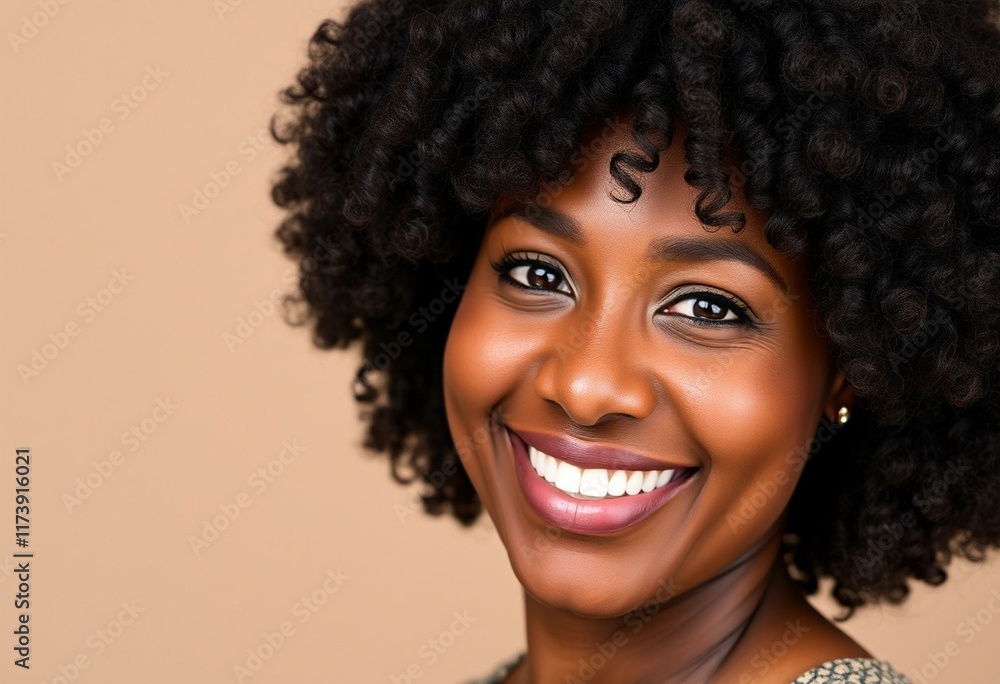 A smiling Afro-American woman with a warm gaze A smiling Afro-American woman with a warm gaze