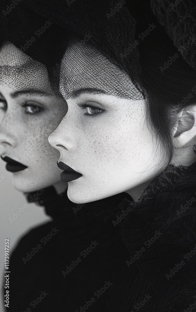 Artistic Portraits Symbolizing Duality with Ethereal Faces Merging Light and Dark Elements in a Surreal and Gothic Style Artistic Portraits Symbolizing Duality with Ethereal Faces Merging Light and Dark Elements in a Surreal and Gothic Style