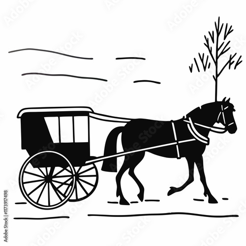 Old-fashioned horse-drawn carriage offers traditional animal transportation on European roads