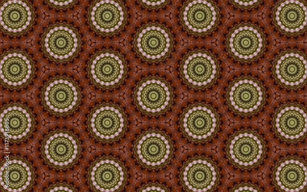Seamless colorful kaleidoscope pattern with circular designs Seamless colorful kaleidoscope pattern with circular designs