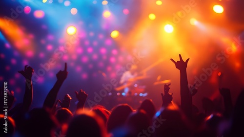 Wallpaper Mural A dazzling scene unfolds as a concert stage, bathed in glowing spotlights, comes alive with an electric atmosphere and vibrant hues, ideal for a creative,  Torontodigital.ca