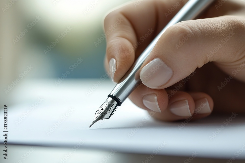 Female Hand Signing Legal Contract Agreement with Silver Pen on Paper for Business Transaction and Deal Female Hand Signing Legal Contract Agreement with Silver Pen on Paper for Business Transaction and Deal