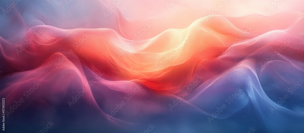 Fototapeta premium Smooth Gradient Abstract Artwork Warm Red Cool Blue Ambient Light Minimalistic Digital Art