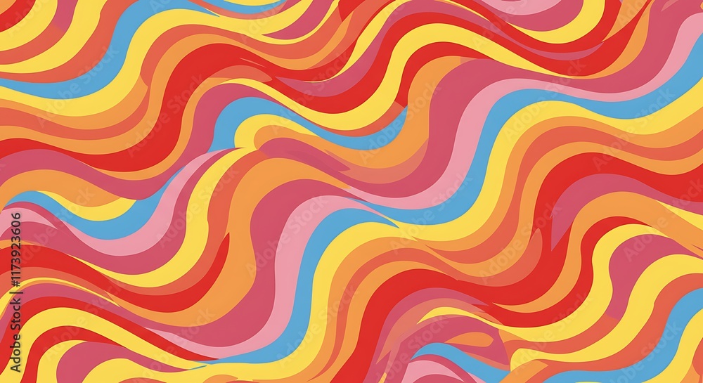 Abstract background of rainbow groovy Wavy Line design in 1970s Hippie Retro style. Vector pattern ready to use for cloth, textile, wrap and other. Abstract background of rainbow groovy Wavy Line design in 1970s Hippie Retro style. Vector pattern ready to use for cloth, textile, wrap and other.