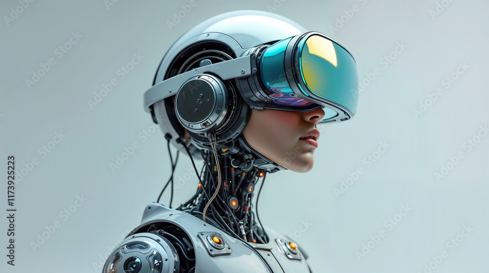 Fototapeta premium cyborg woman in vr glasses