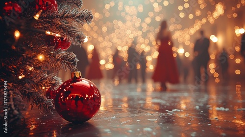 At a vibrant holiday party, colleagues congregate and socialize, delighting in drinks and festive decor that permeate the air with joy and celebration