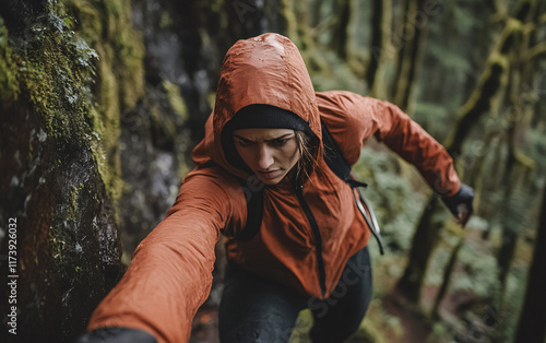 Athletes Performing Outdoor Workouts in Natural Environments, Highlighting Strength, Endurance, and Connection with Nature in Forests and Cliffs photo