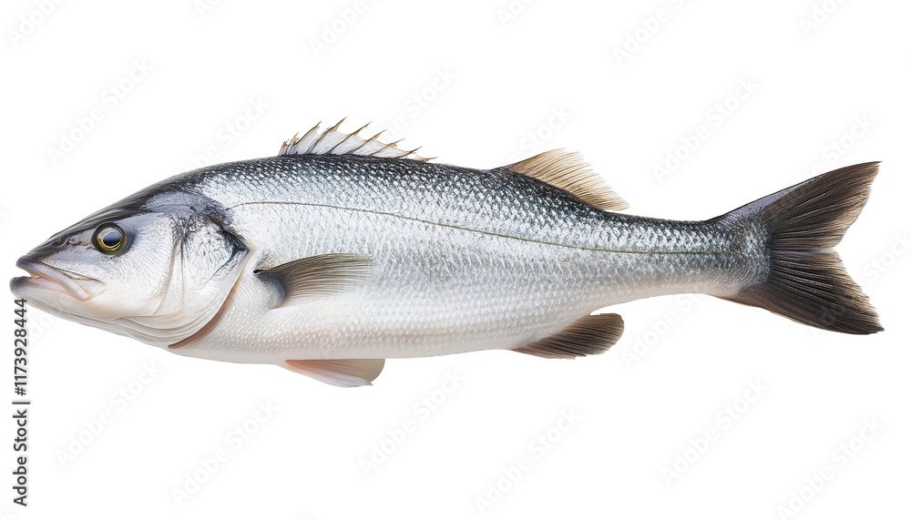 Fresh sea bass fish isolated on white background Fresh sea bass fish isolated on white background