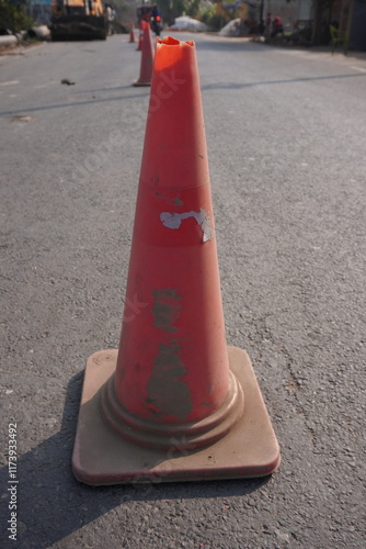 Road traffic cone for road safety photo