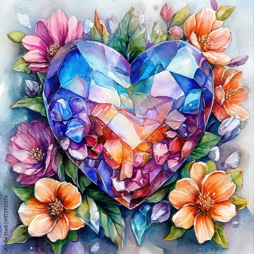 crystal heart of flowers