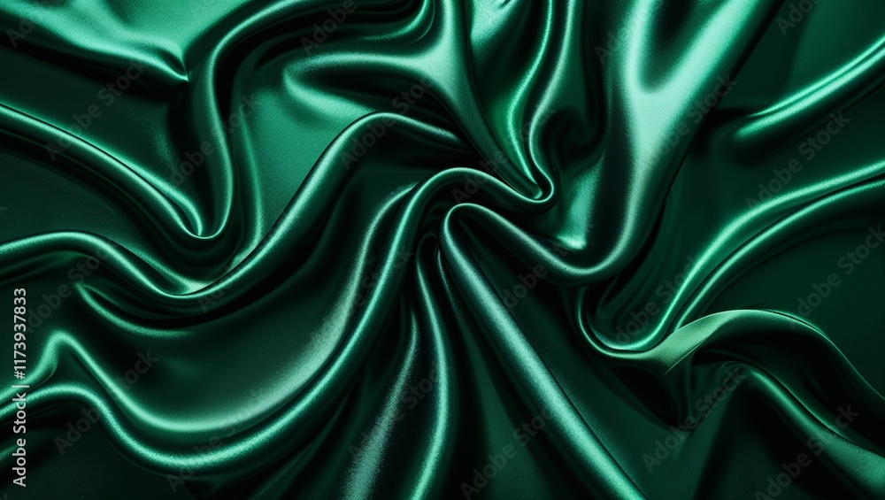 Fototapeta premium Phoenix 10 Black and Green Silk Satin Background with Luxurious Smooth Texture for Elegant, Sophisticated Aesthetic in Art, Design, and Creative Projects