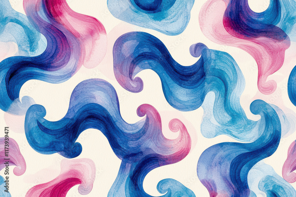 Obraz premium Swirling watercolor pattern in blue and pink