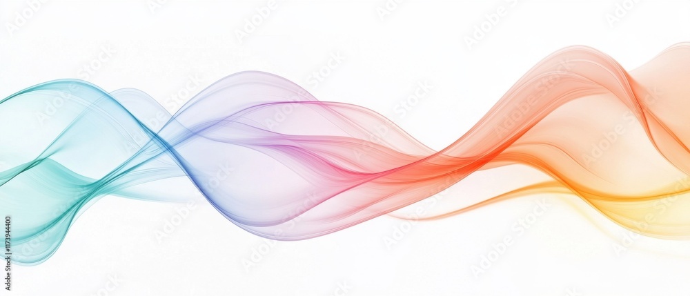 Colorful Abstract Waves Flowing Through Soft Light Background Colorful Abstract Waves Flowing Through Soft Light Background