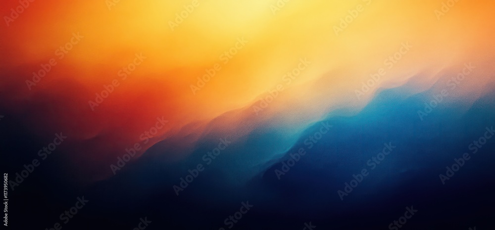Fototapeta premium Abstract Gradient Background in Blue Orange Teal Yellow with Noise Texture Effect