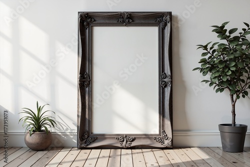 Elegance in simplicity: a classic frame and indoor plants create a serene corner. photo