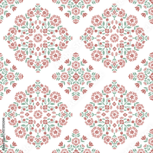 Boho Floral repeat pattern, Floral Block print , Flower damask, floral vector file, Floral ogee pattern, damask pattern, medallion