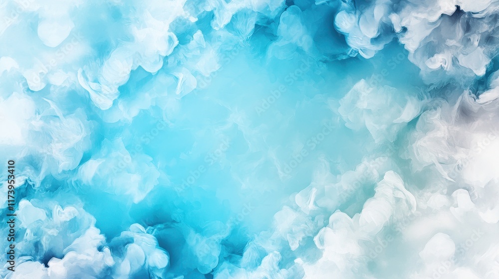 Fototapeta premium Soft Watercolor Wallpaper in Pastel Blue Tones for Tranquil Spaces