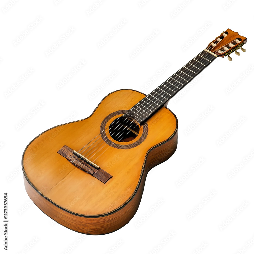 tilted classic guitar on a white background tilted classic guitar on a white background