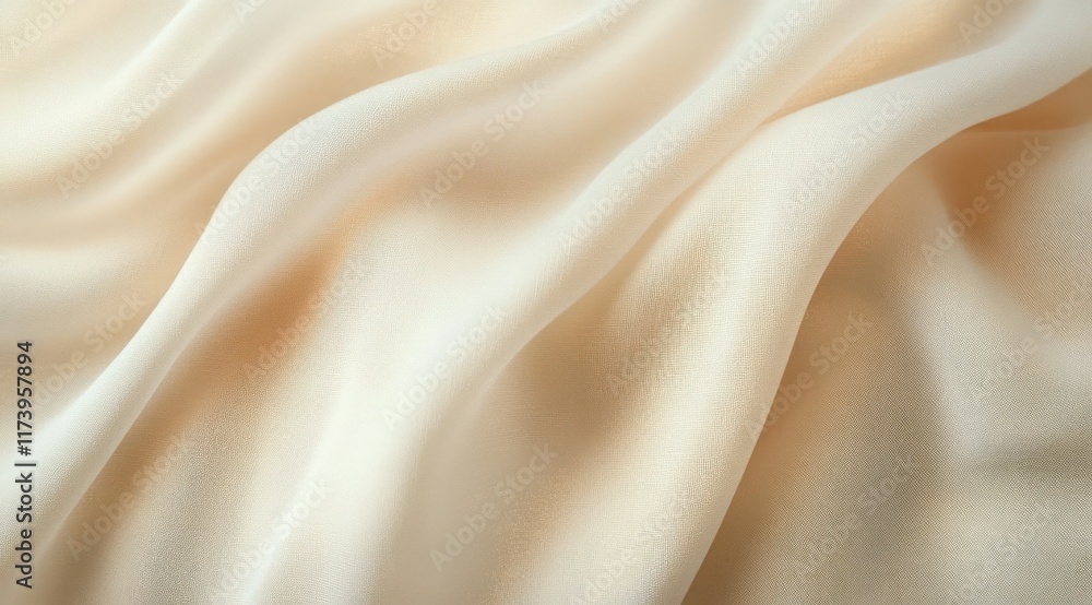 Obraz premium Beige Silk Drapery Background Fluid Texture Blurry Cosmetics Makeup Creamy Satin Abstract