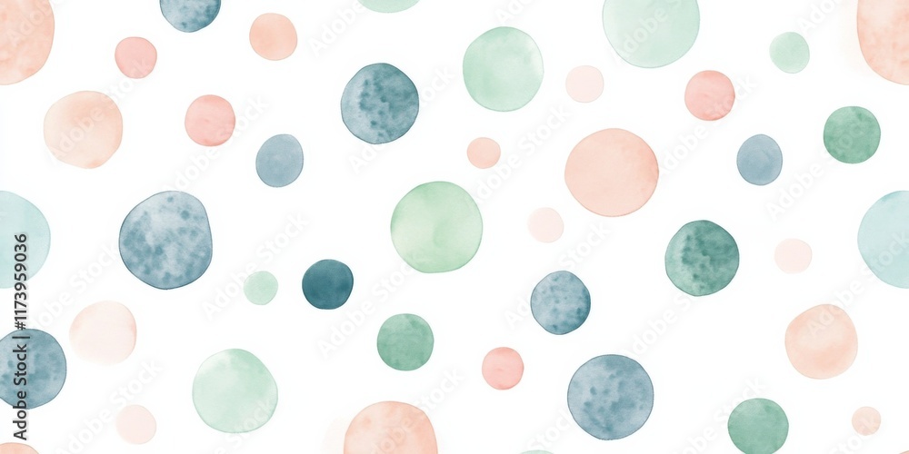 Elegant pattern with polka dots in muted pastel colors like green, blue, and pink on a white background Elegant pattern with polka dots in muted pastel colors like green, blue, and pink on a white background