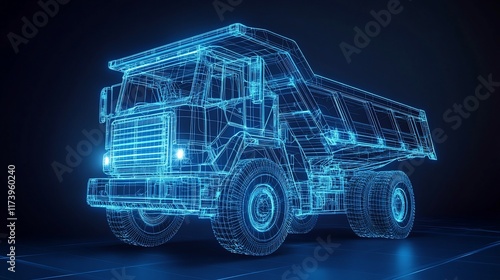 Wireframe model of a dump truck.