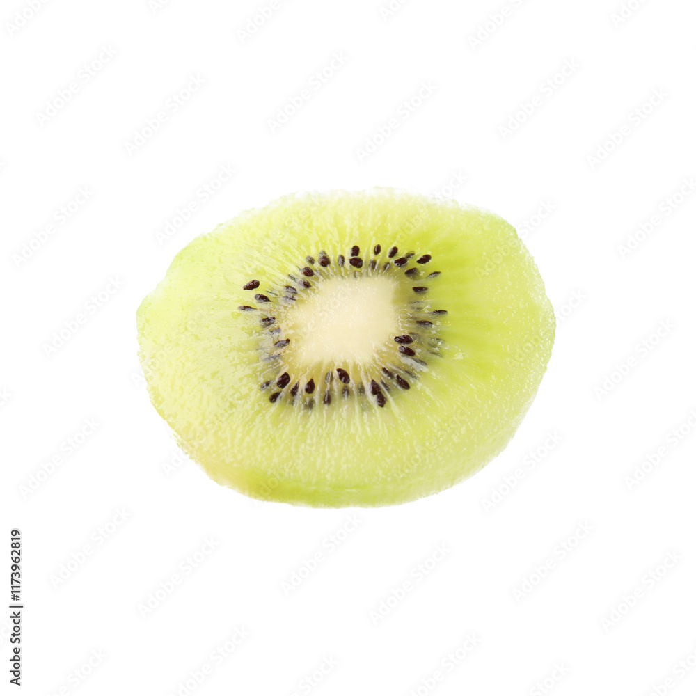 Slice of ripe kiwi isolated on white