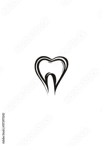 Stylized Tooth Illustration Logo in Elegant Black and White for Modern Dental Care and Orthodontic Services