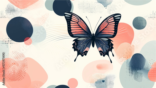 Butterflies in Pastel Abstract Geometric Seamless Pattern Art