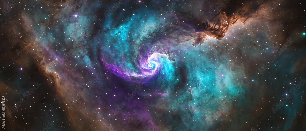 Obraz premium A Beautiful Nebula Vortex Spiraling in space, star around everywhere, Background Image for Graphic Design, Image for graphic design background 