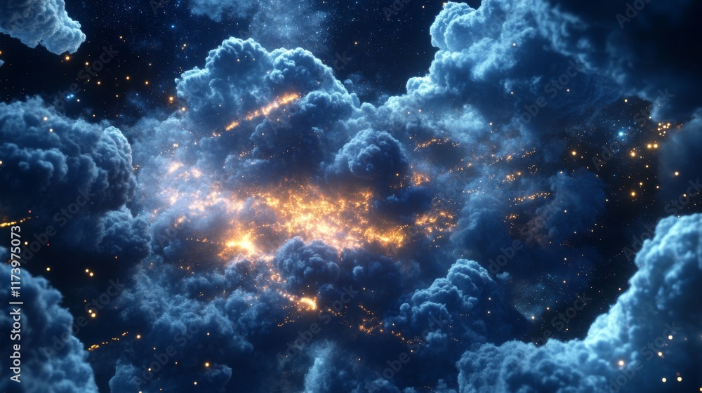 Obraz premium Glowing Clouds in Virtual Technology Background
