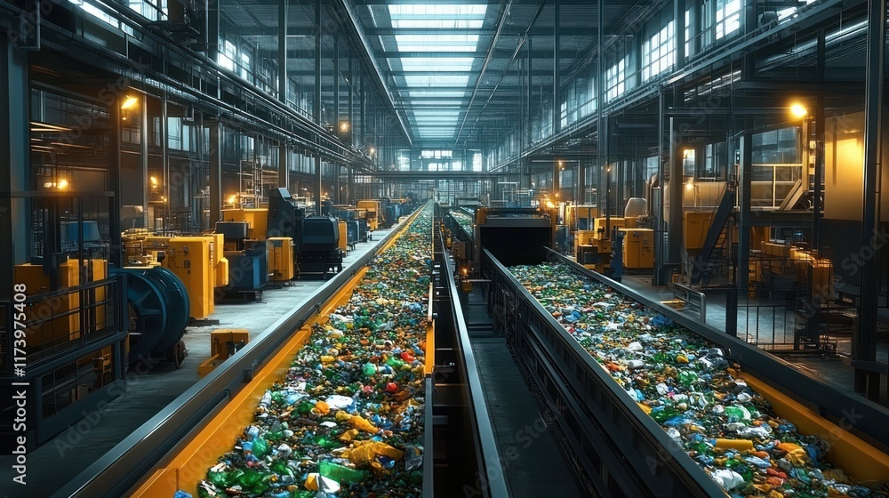 Recycling Plant with Conveyor Belts for Electronic Waste Sorting and Processing