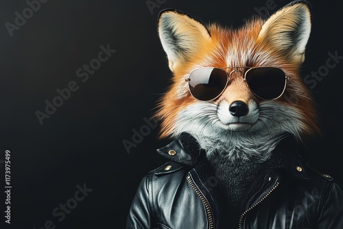 Cool fox in sunglasses exuding confidence, dressed in stylish le photo