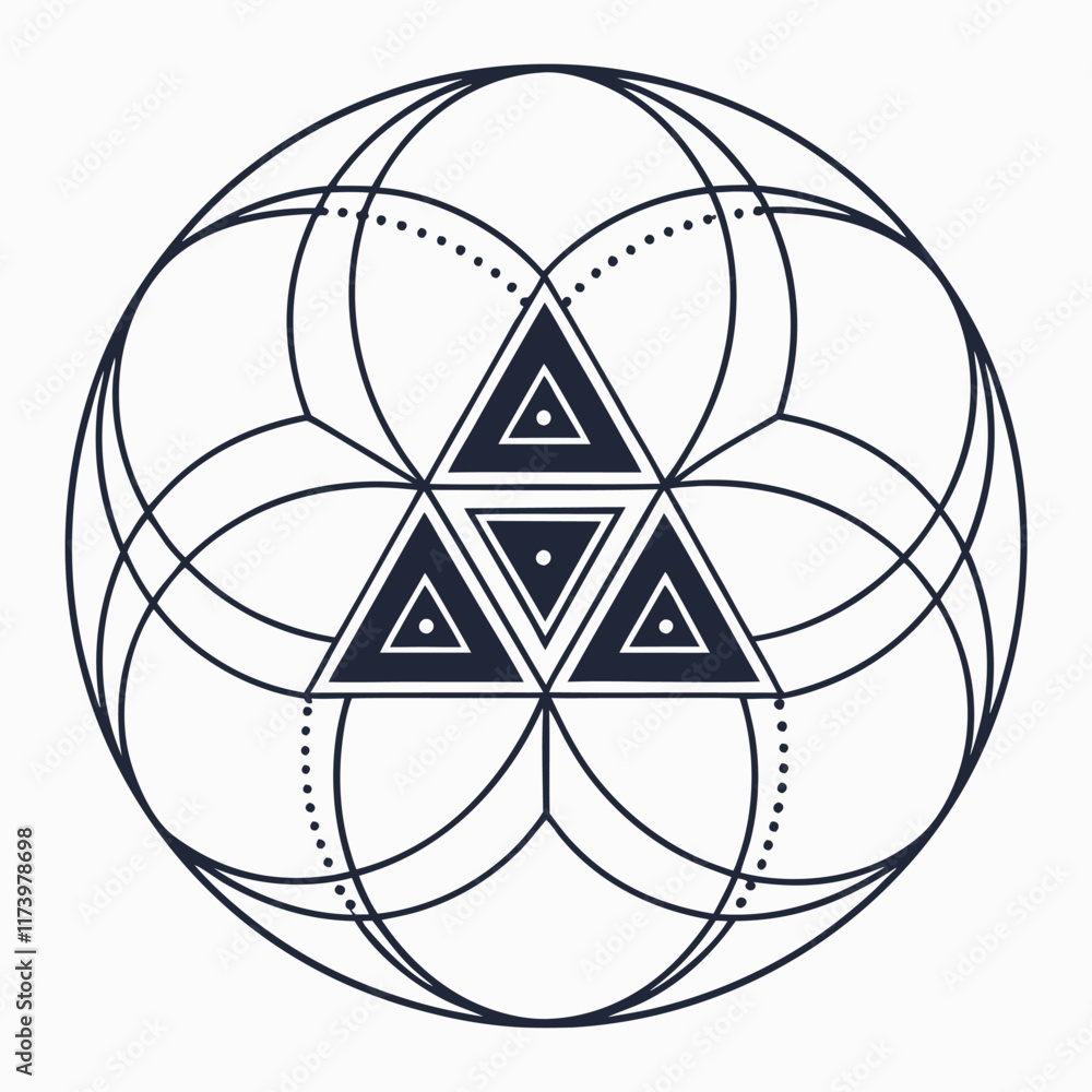 Naklejka premium Circular design with nested triangles Illustrator Artwork