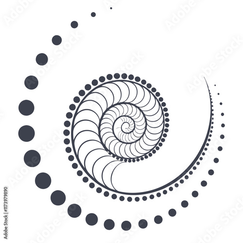 Minimalist spiraling dots forming a vortex Illustrator Artwork