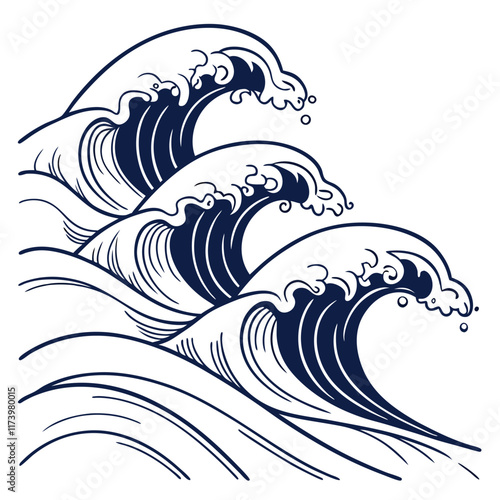 Overlapping wave patterns with a rhythmic flow