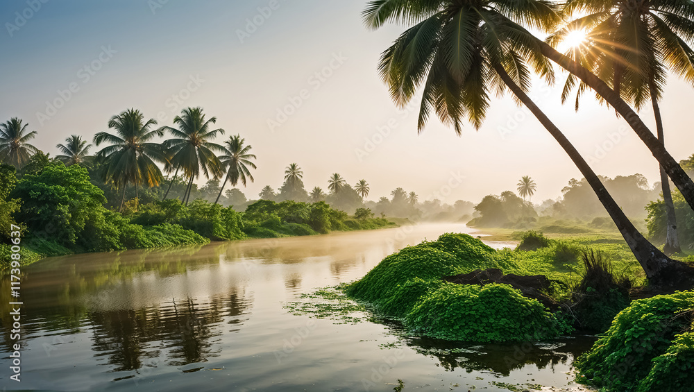 Obraz premium stunning Kerala backwaters India sunny day